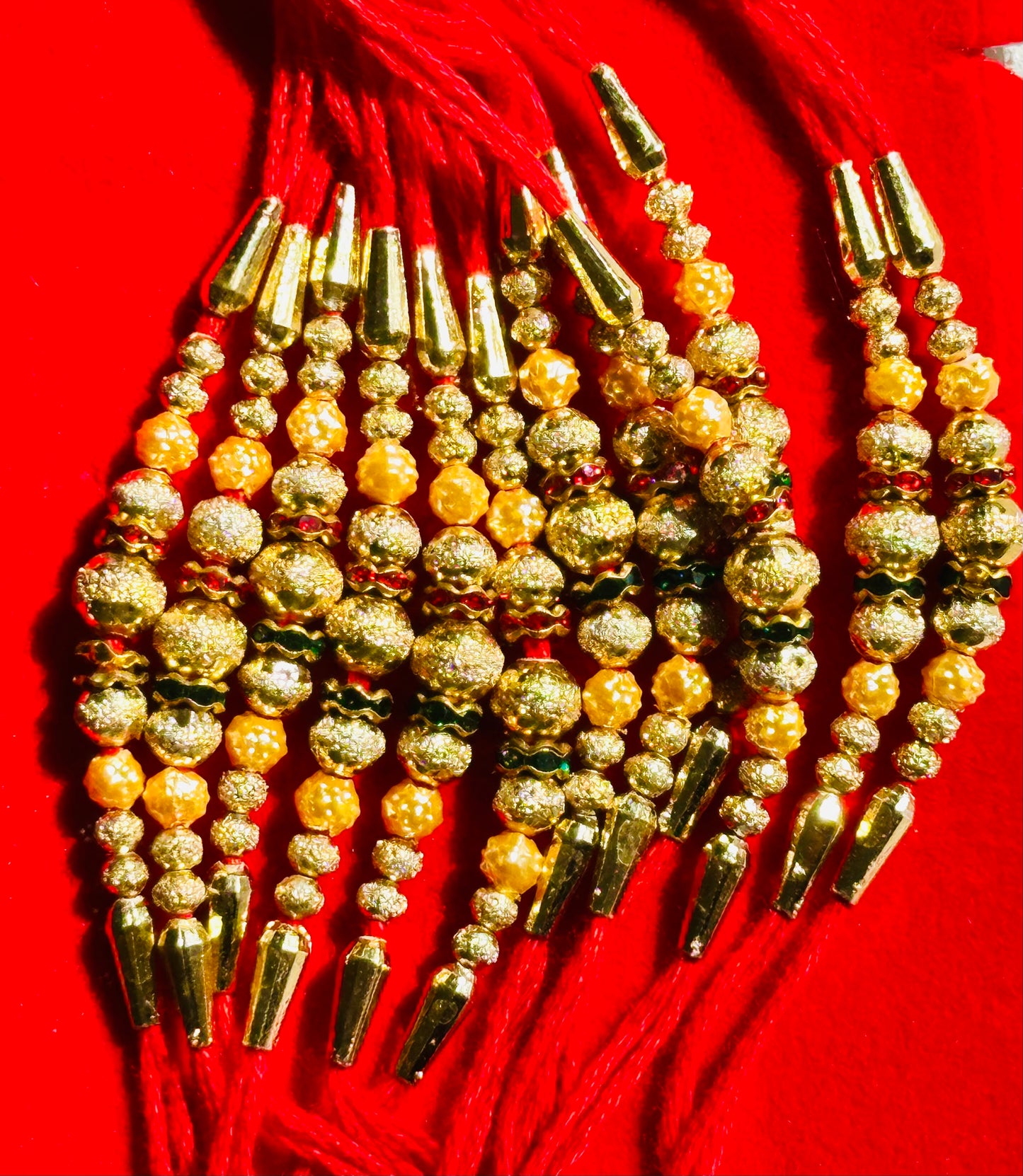 Golden Stone Beads Dhaaga Rakhi