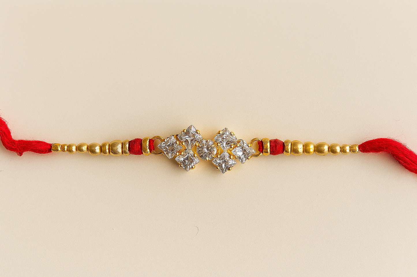 Elegant Zircon Rakhi |Red & Gold Traditional Design