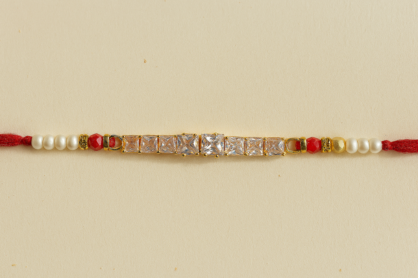 White Pearl & Diamond-Cut Bhai Rakhi