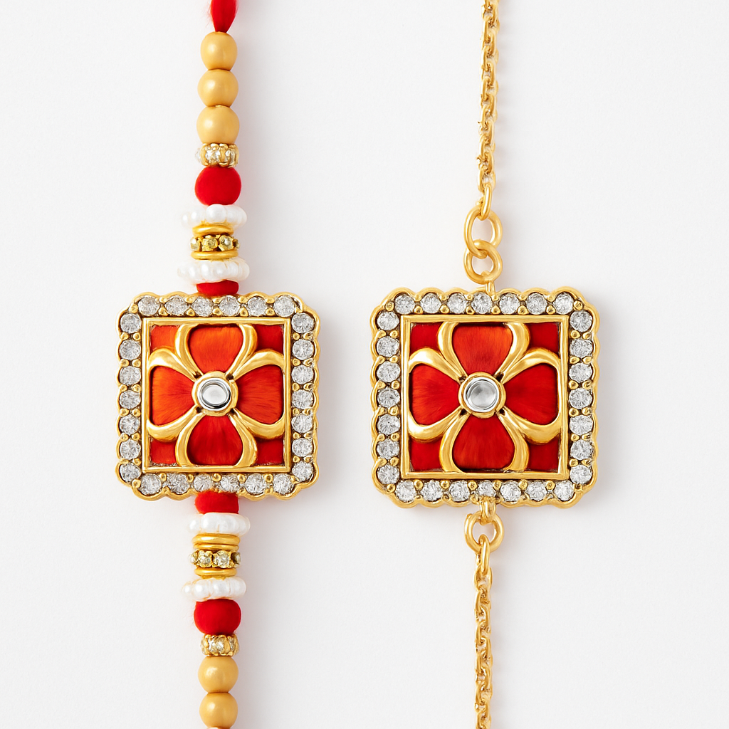 Rajwada Bhai Bhabhi Bracelet Rakhi Combo |Family Pack