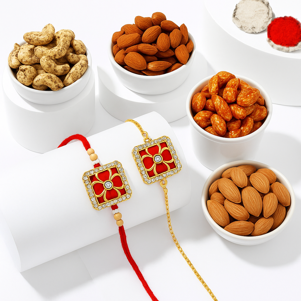 Rajwada Bhai Bhabhi Bracelet Rakhi Combo |Family Pack