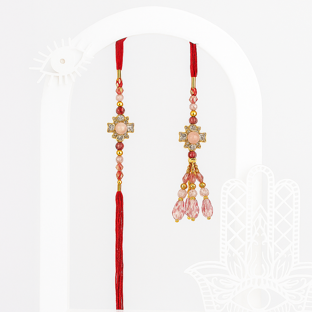 Blushing Blossom Combo| Bhai Bhabhi Lumba Rakhi Set