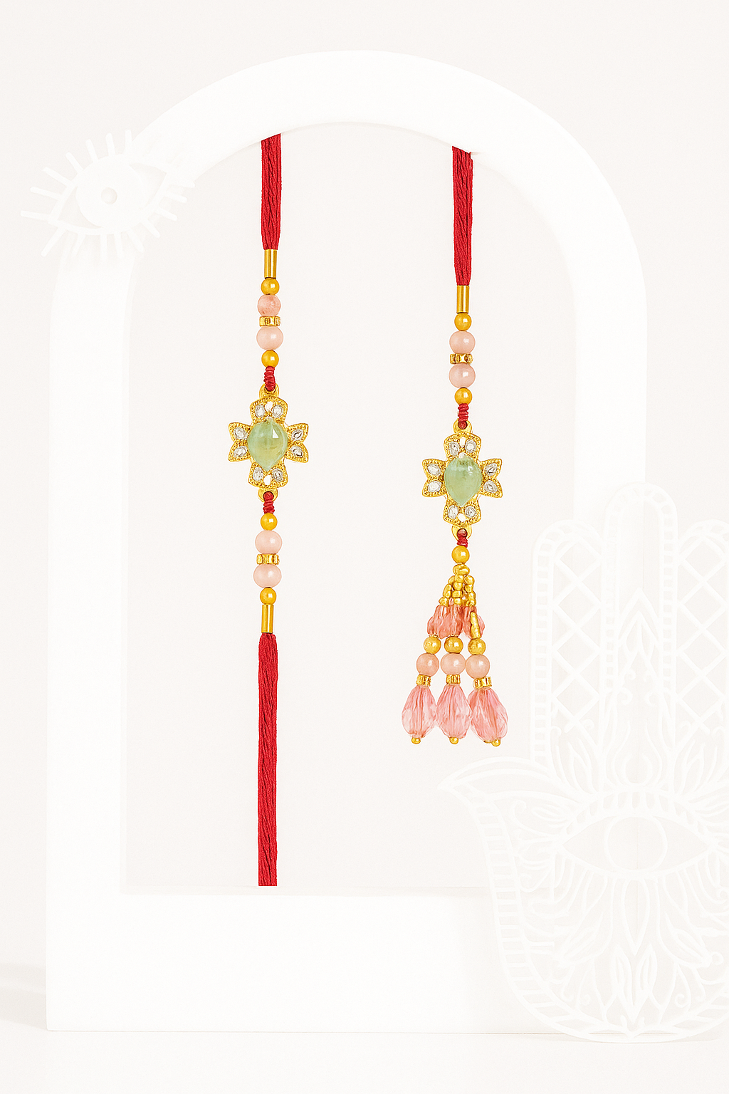 Blushing Blossom Combo| Bhai Bhabhi Lumba Rakhi Set
