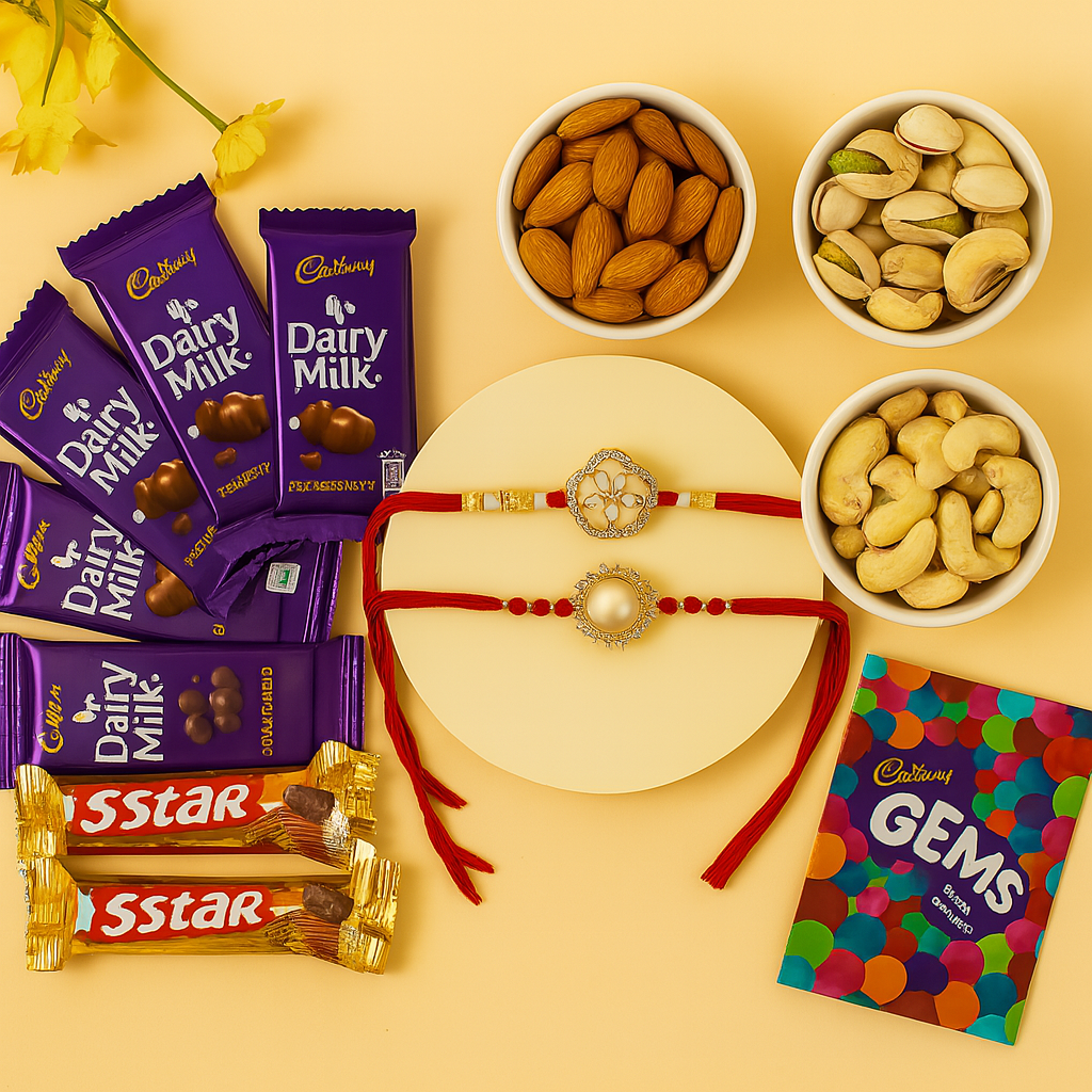 Bhai Dry Fruit & Chocolate Combo Hamper | Doesn’t include Rakhi | Add separately from Menu