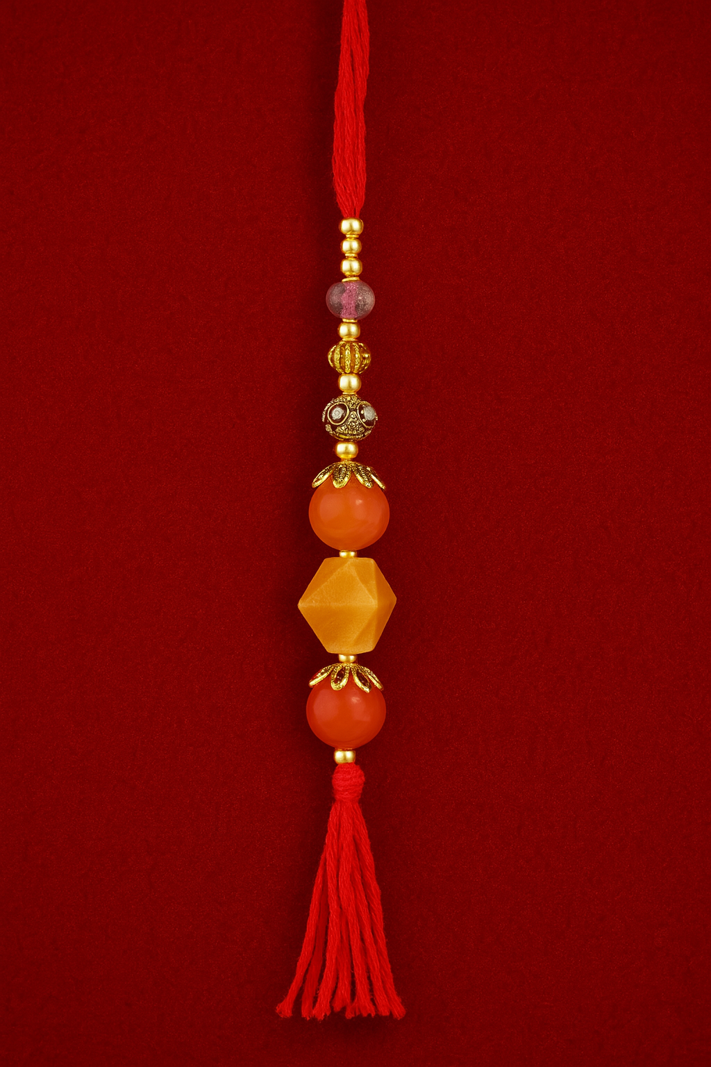 Golden Peach Lumba Rakhi |Bhabhi Rakhi