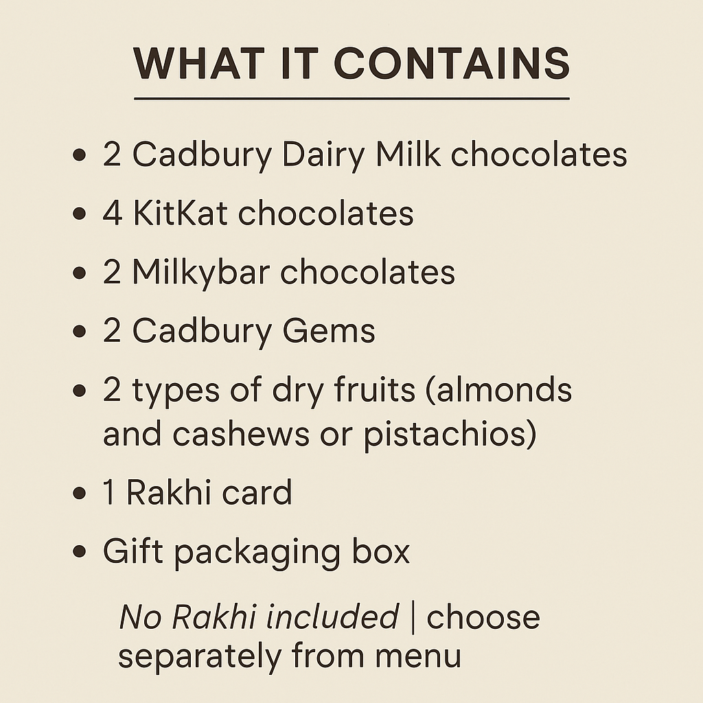 Bhai Dry Fruit & Chocolate Combo Hamper | Doesn’t include Rakhi | Add separately from Menu