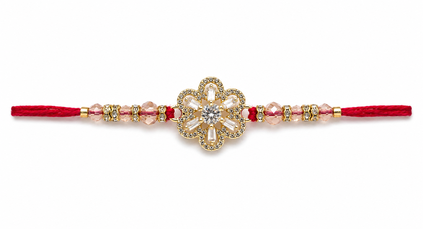 Flower American Stone|  Luxury Bhai Rakhi