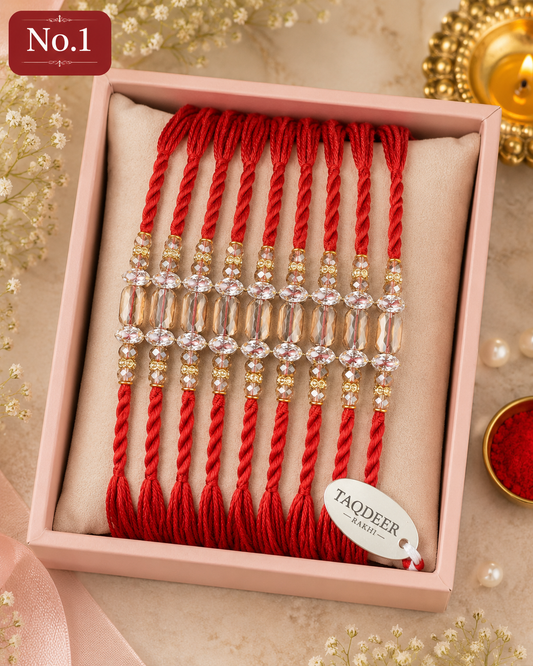 Premium Handmade Crystal Dori | Bhai Rakhi | Single