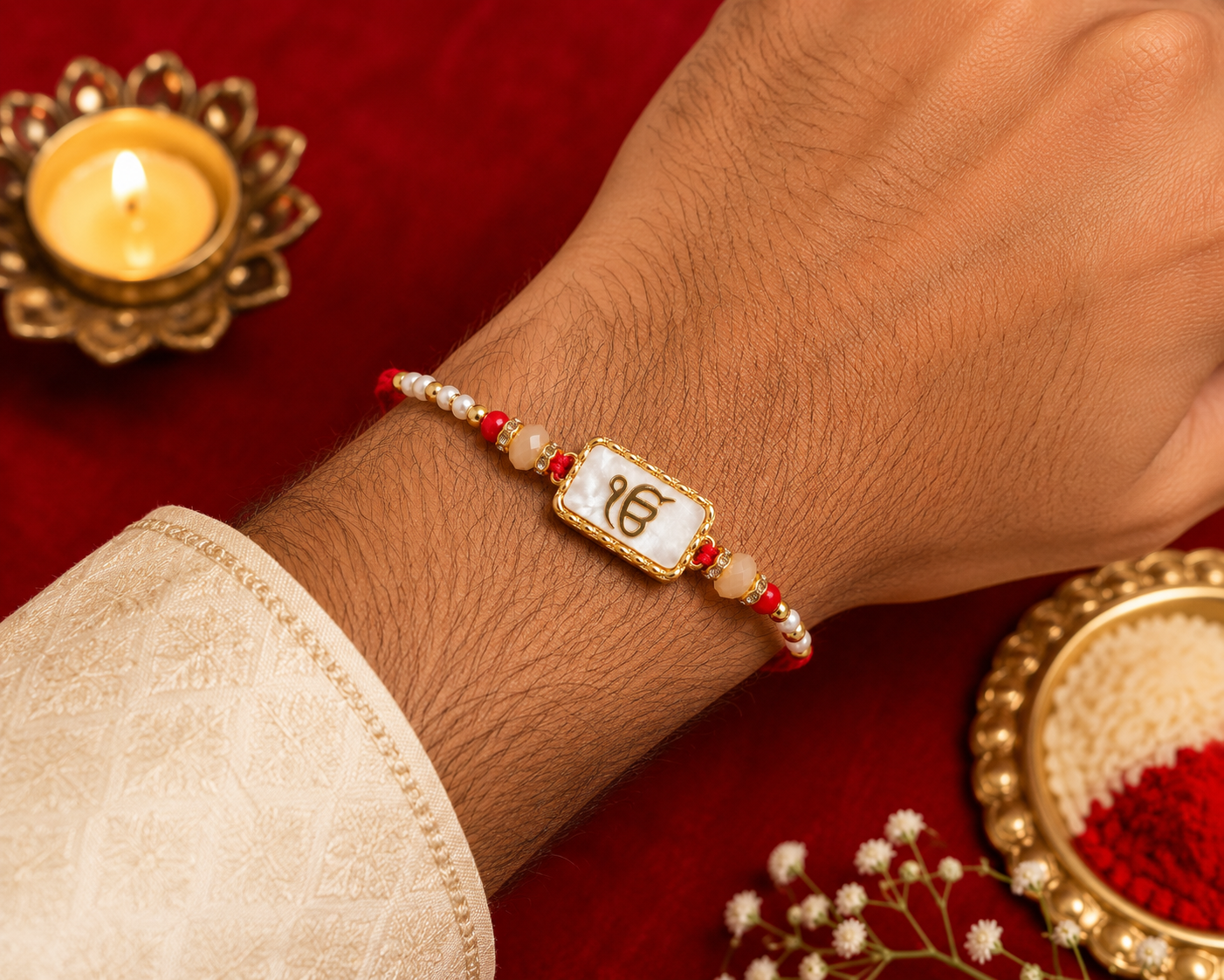 Ek Onkar | White Acrylic Marble | Bhai Rakhi