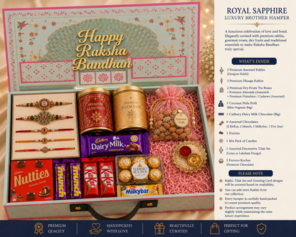 Royal Sapphire Luxury Hamper With 5 Rakhis