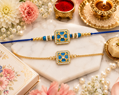 Rajwada Bhai Bhabhi Bracelet Rakhi Combo  |Family Pack