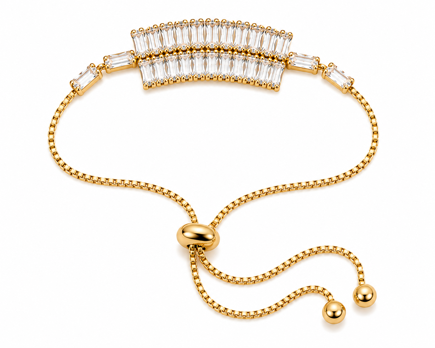 Imperial Double Row Baguette Bracelet | Elegant Adjustable Bracelet | Luxuru Bhabhi Bracelet