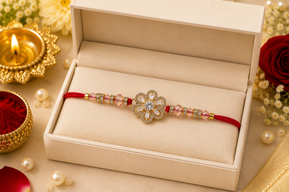 Flower American Stone|  Luxury Bhai Rakhi