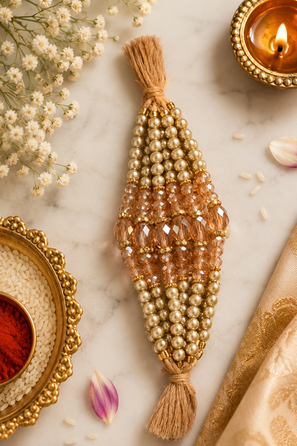 Golden Pearl and Bead | Single Premium Dhaaga