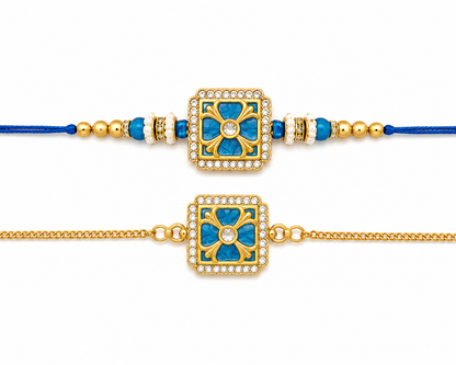 Rajwada Bhai Bhabhi Bracelet Rakhi Combo  |Family Pack