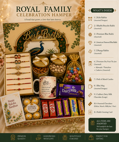 The Grand Family Rakhi Hamper with 7 Rakhi | Big Heavy Box