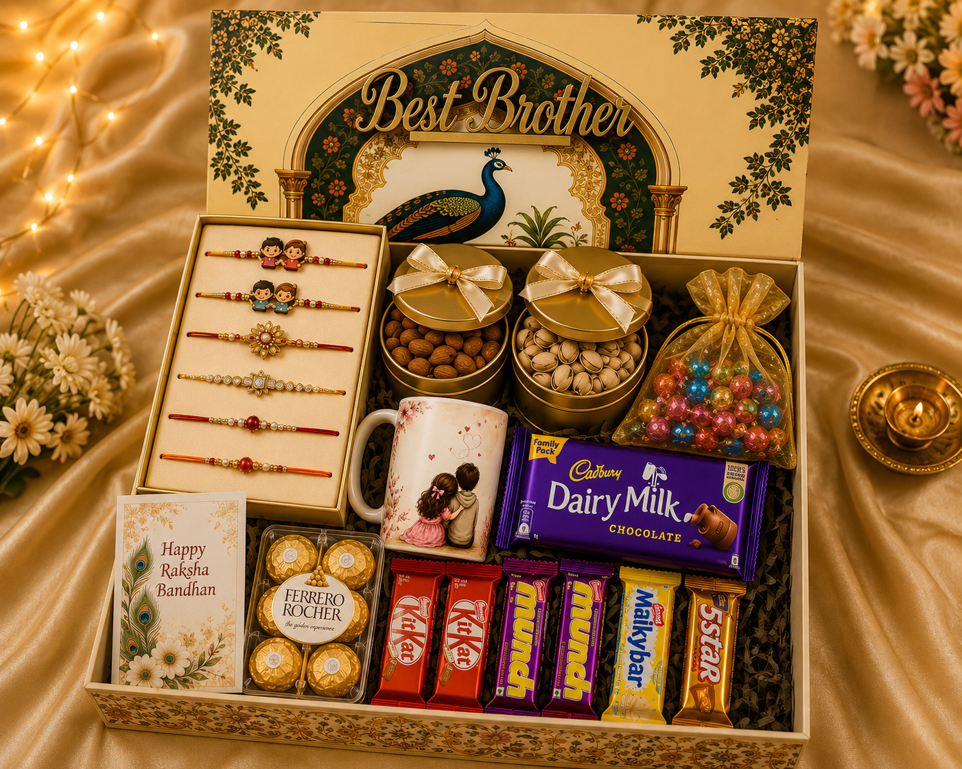 The Grand Family Rakhi Hamper with 7 Rakhi | Big Heavy Box