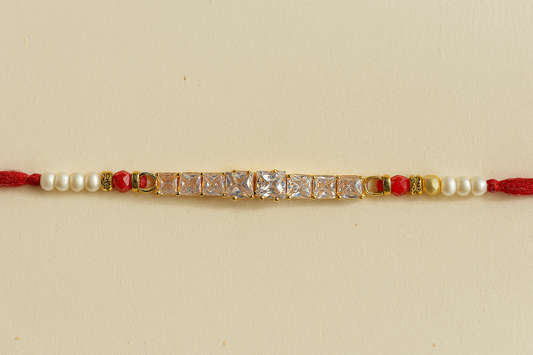 White Pearl & Diamond-Cut Bhai Rakhi