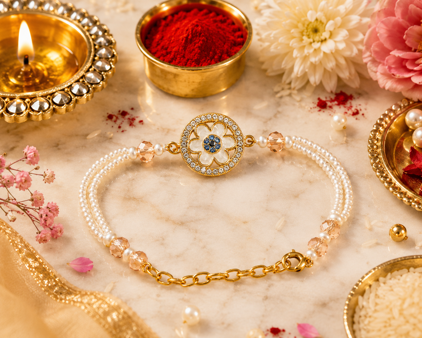 Noor Blossom Pearl | Bhabhi Premium | Rakhi Bracelet