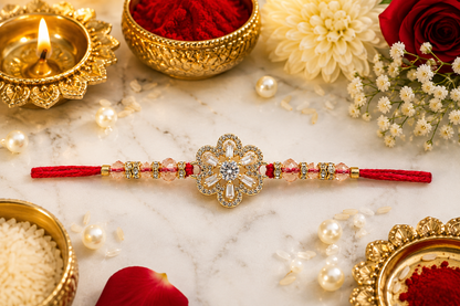 Flower American Stone|  Luxury Bhai Rakhi