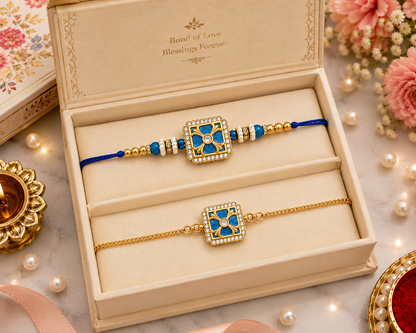 Rajwada Bhai Bhabhi Bracelet Rakhi Combo  |Family Pack