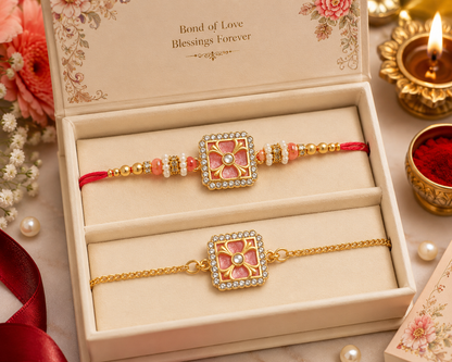 Rajwada Bhai Bhabhi Bracelet Rakhi Combo  |Family Pack