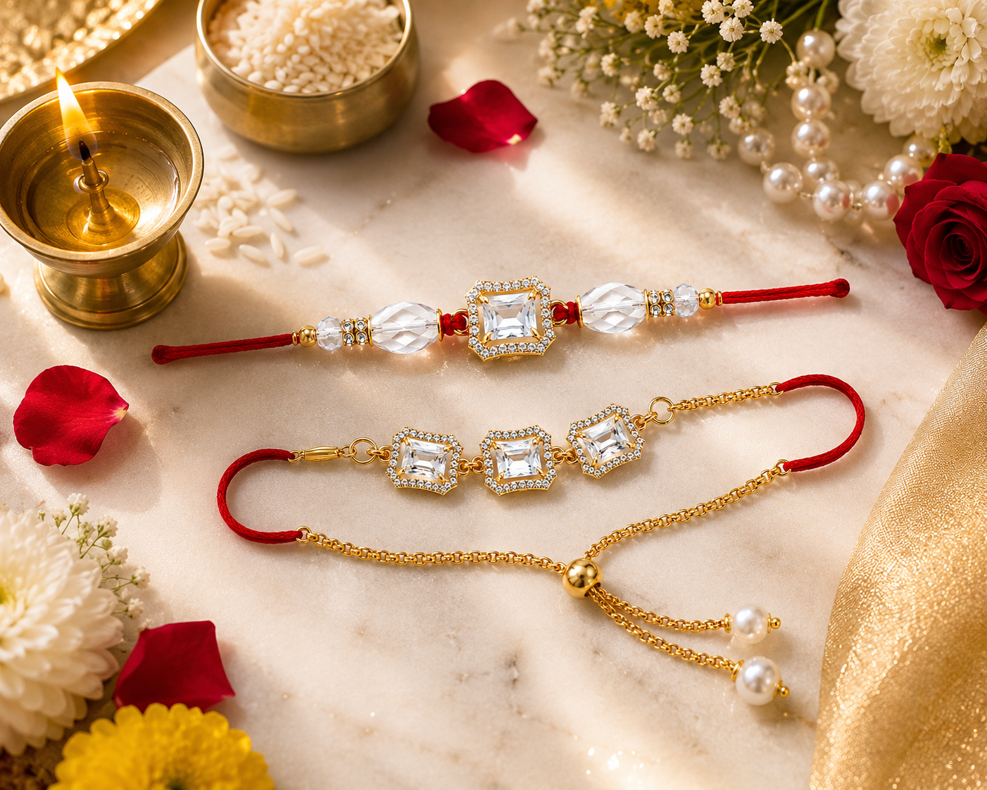 Heritage Luxe Bhai Bhabhi Combo | American Diamond