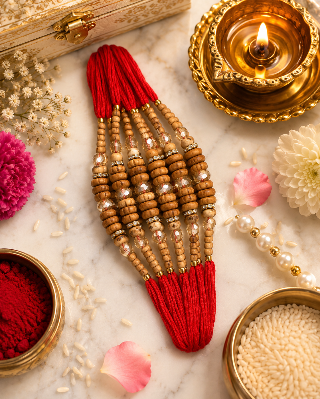 Wooden & Crystal | Dhaaga Rakhi| Single Dhaaga