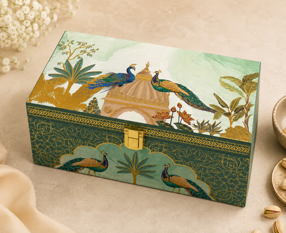 Royal Peacock Dry Fruit Luxury Hamper | 2 Dry Fruits  | Add separate Rakhi from Menu | Heavy Mdf Premium Box Hamper