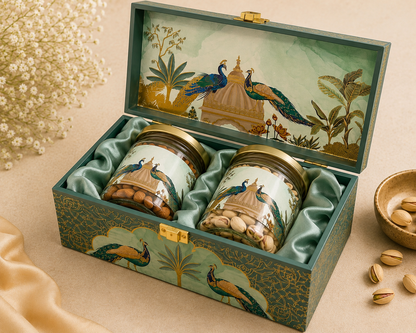Royal Peacock Dry Fruit Luxury Hamper | 2 Dry Fruits  | Add separate Rakhi from Menu | Heavy Mdf Premium Box Hamper