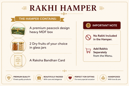 Royal Peacock Dry Fruit Luxury Hamper | 2 Dry Fruits  | Add separate Rakhi from Menu | Heavy Mdf Premium Box Hamper