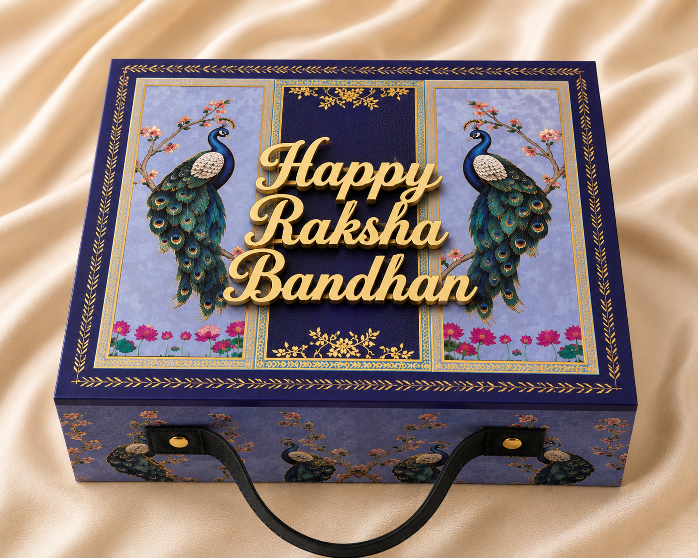 Bhai Bhabhi Premium Peacock Hamper with 2 Rakhi