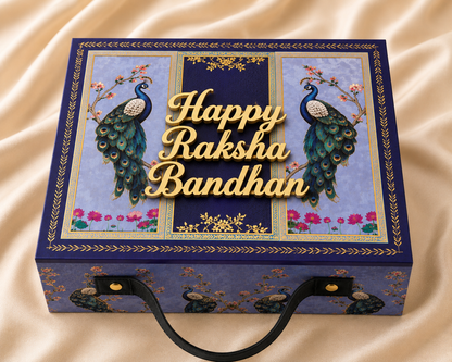 Bhai Bhabhi Premium Peacock Hamper with 2 Rakhi