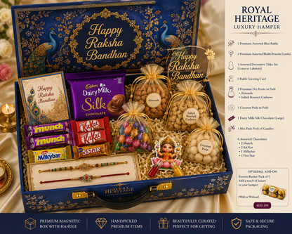 Bhai Bhabhi Premium Peacock Hamper with 2 Rakhi