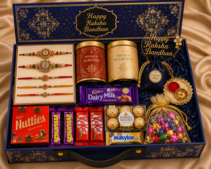 Royal Sapphire Luxury Bhai Hamper with 5 Rakhi