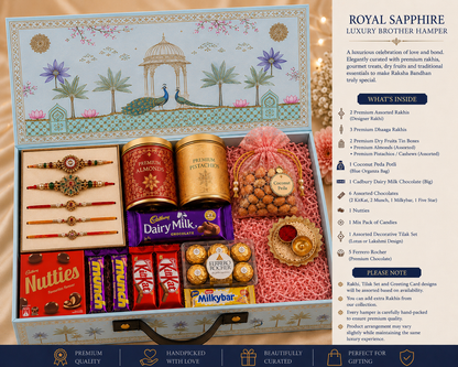 Royal Sapphire Pastel Hamper with 5 Rakhis