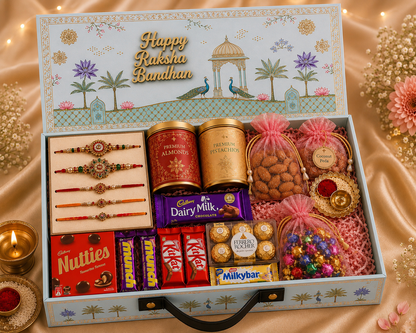 Royal Sapphire Pastel Hamper with 5 Rakhis