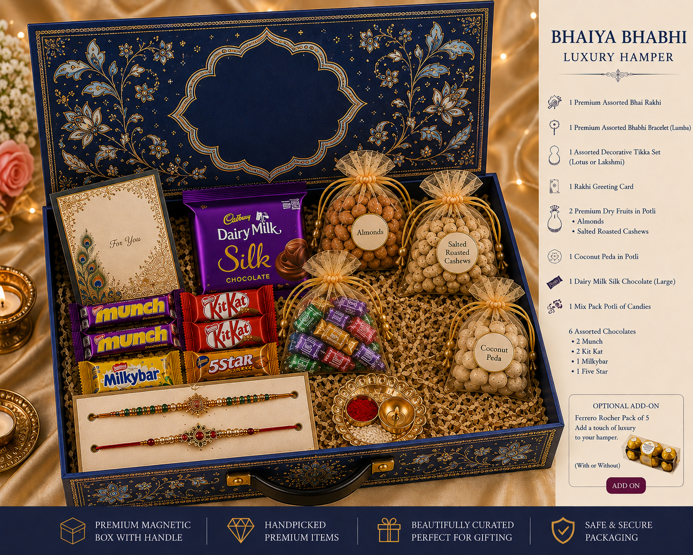 Bhai Bhabhi Luxury Hamper with 2 rakhi