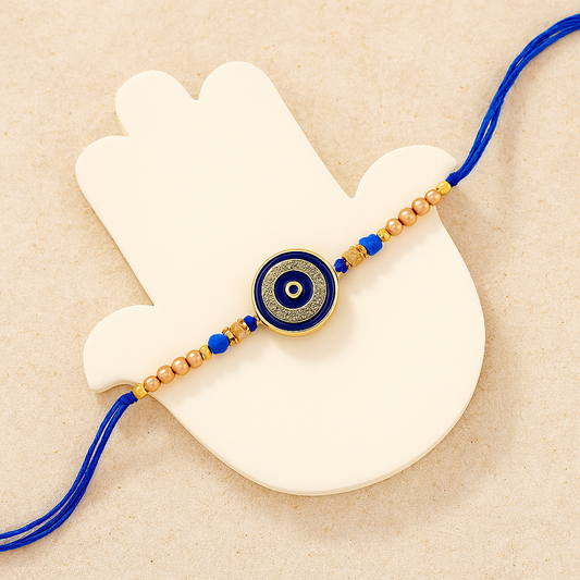 Round Blue Stone Evil Eye Rakhi
