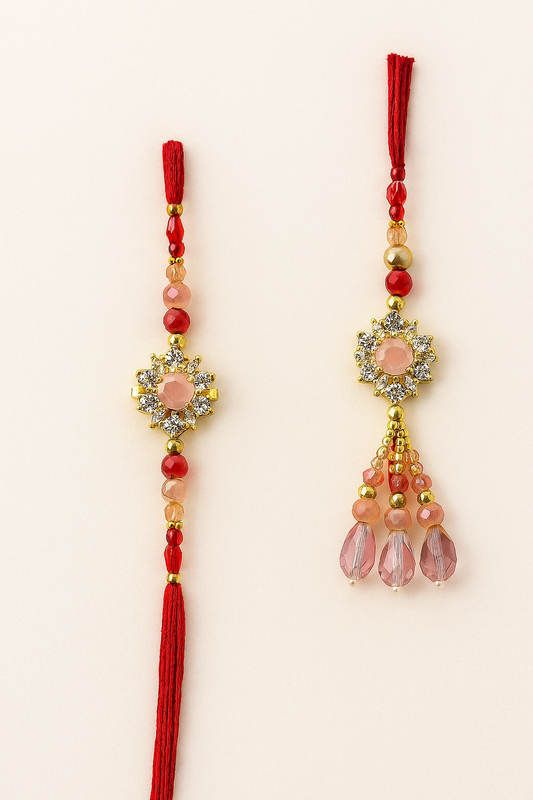 Blushing Blossom Combo| Bhai Bhabhi Lumba Rakhi Set