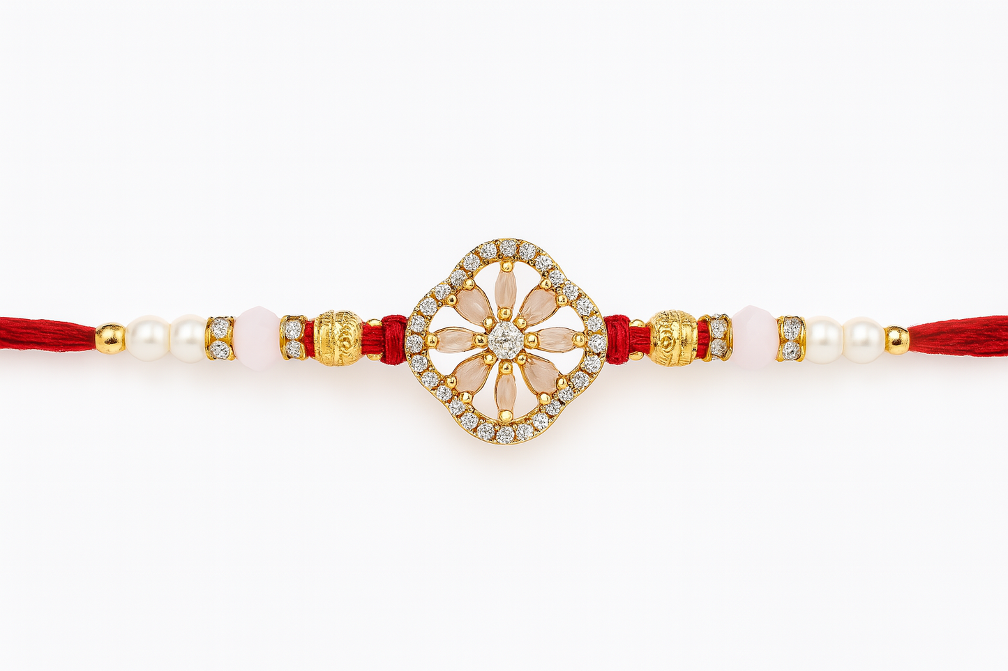 Rose Quartz And Pearl Premium Rakhi