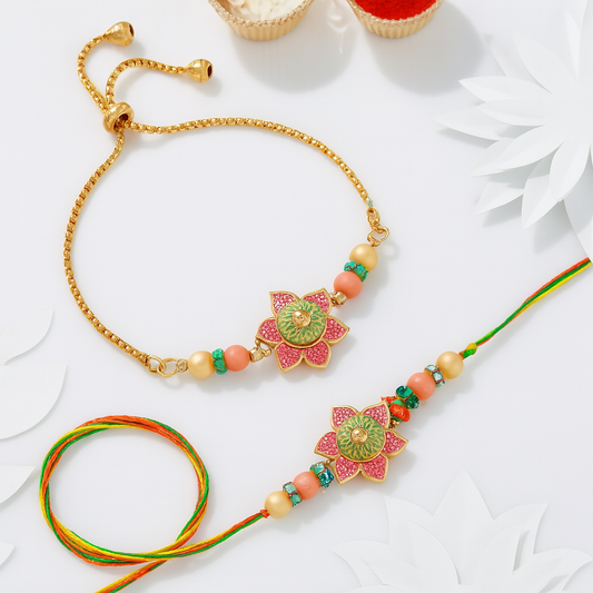 Blossom Grace Bracelet |Bhai Bhabhi Rakhi Set