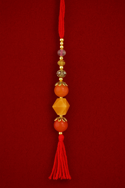 Golden Peach Lumba Rakhi |Bhabhi Rakhi