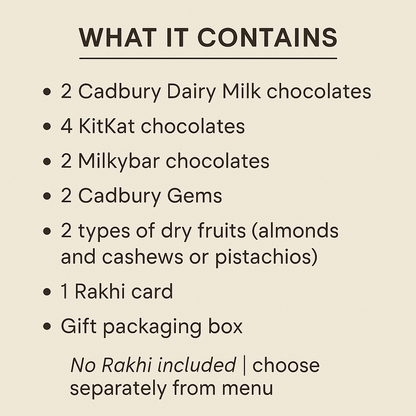 Bhai Dry Fruit & Chocolate Combo Hamper | Doesn’t include Rakhi | Add separately from Menu