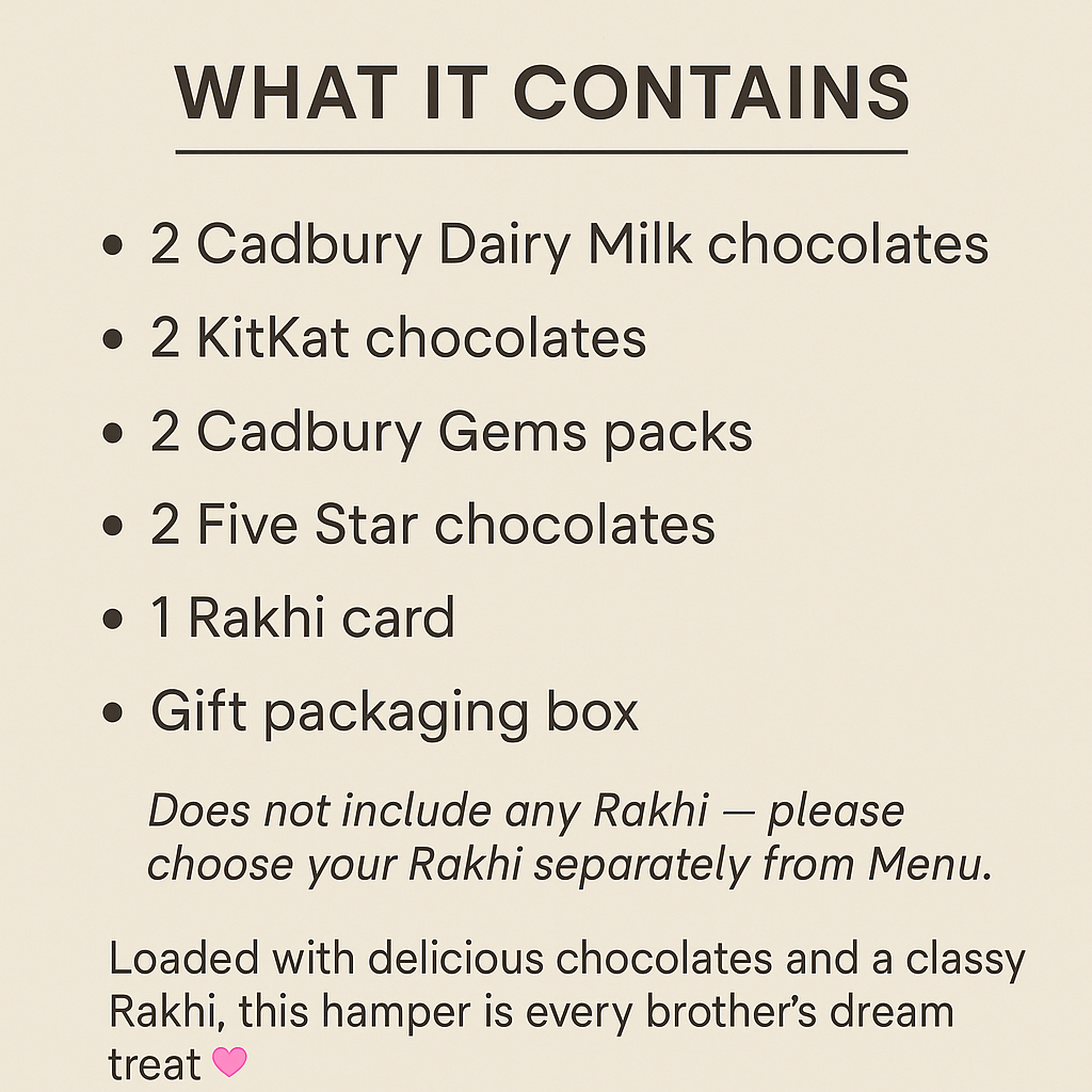 All-Chocolate Indulgence | Bhai Hamper| Does not Include Rakhi